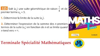 Limite dune somme de suite géométrique Ex 115 p 35 du Sésamath en terminale spé mathématiques [upl. by Odele567]