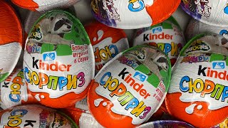 NEW 585 Kinder ASMR opening  Animal toys NO talking Kinder and Kinder Joy Unpacking [upl. by Garvin]