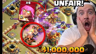 SCATTERSHOT HACKS amp SHOOTS INVISIBLE Super Archer Blimp in 1000000 TOURNAMENT Clash of Clans [upl. by Inoek]