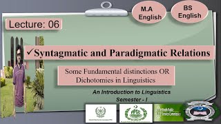 Syntagmatic and Paradigmatic in LinguisticsI  Lecture 06 in UrduEnglishHindi [upl. by Ahsiela]