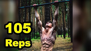 105 Pull Ups  WORLD RECORD  No Hanging Rest amp All in One Set [upl. by Jepum]