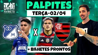 PALPITES E APOSTAS DE FUTEBOL PARA HOJE 02 04 2024  BILHETE PRONTO TERÃ‡AFEIRA [upl. by Kyd]