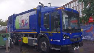 Lewisham council Dennis elite 6 Geesink emptying cardboard 1100L bins [upl. by Ramiah]