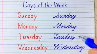 How to write Days of the Week in English cursive writing  Print amp Cursive Handwriting Practice [upl. by Hershell]