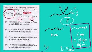 Q87 ‖ How to determine Major and Minor product in Hofmann and SaytzeffZaitsev Elimination ‖ PYQ [upl. by Barger]