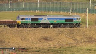 GBRF 66711 Sence in Aggregates livery at Carstairs South amp East Junctions [upl. by Ardnua]