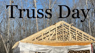 24’x36’ Shop Build Part 3 DIY Truss Install [upl. by Novanod]