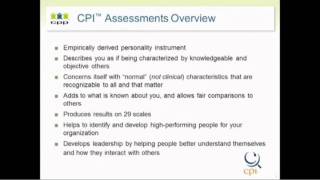 CPI™ Assessments Overview [upl. by Etteniotnna]