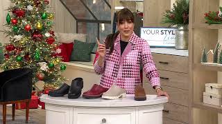 Vionic Leather or Suede Block Heel Mules  Fairfax on QVC [upl. by Ydor41]