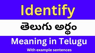 Identify meaning in telugu with examples  Identify తెలుగు లో అర్థం Meaning in Telugu [upl. by Fern]