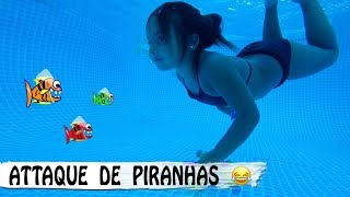 DES PIRANHAS DANS LA PISCINE 😂  Haul Piscine  Family vlog [upl. by Morrissey970]