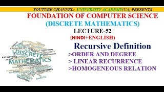 Recursive Definition and ORDER AND DEGREE of recurrence relation [upl. by Assetal]