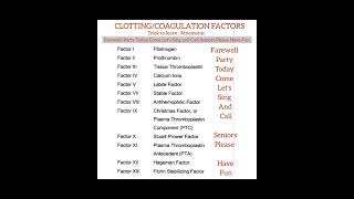 Trick to learn Coagulation Factors Clotting factors Mnemonic CoagulationFactor ClottingFactor [upl. by Nilad602]