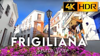 4K HDR WALK in FRIGILIANA SPAIN  Walking Tour on the NARROW STREETS with Beautiful White Buildings [upl. by Enom]