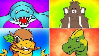 Best Dino Songs 1  Dinosaur Battles and More Dinosaur Songs from Dinostory by Howdytoons [upl. by Ecirtram]