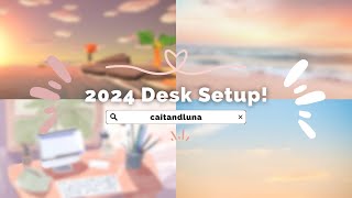 2024 Desk Setup 💗✨  how I decorate my study space  aesthetic tour of my home office aesthetic [upl. by Yllek]