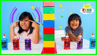 Twin Telepathy Slime Challenge Ryan vs Mommy [upl. by Ahsonek]