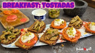 How to prepare easy toasts for a nice breakfast  Eggplant tomatoes amp burrata toast tostadas [upl. by Enrichetta369]