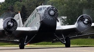 Crosswind Departure of a World War II plane  Junkers JU52 HD [upl. by Onitram]