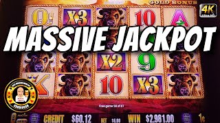 MASSIVE JACKPOT on Buffalo Gold Slot Machine [upl. by Osborne75]