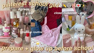 🎧🩰☆ pinterest girl prepare  glow up with me for back to school intense  haul nails amp lashes [upl. by Aratak742]