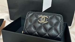 Chanel zipper card holder 23p [upl. by Ardnek]