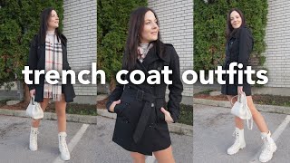 How To Style A TRENCH Coat Black Trench Coat Outfit Ideas [upl. by Gilud951]