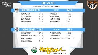 Burscough CC 1st XI v Cheshire Lines CC 1st XI [upl. by Lenaj51]