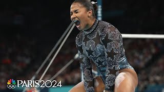 Jordan Chiles SENSATIONAL in Paris Olympic qualification on uneven bars  NBC Sports [upl. by Harrad886]