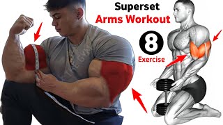 Biceps And Triceps Superset workout at gym  8 effective exercises [upl. by Irelav228]