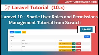 Complete Spatie user Roles amp Permission management tutorial from scratch step by step in Laravel 10 [upl. by Belayneh52]