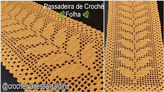 🌿Passadeira de Crochê Folha No Crochê Filé X Caminho de Mesa Folha No Crochê Filé [upl. by Editha]