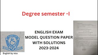 Degree 1st year I semester English paper pattern with solutions  20232024Osmania University [upl. by Ahsinor]