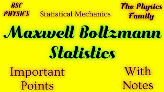 Maxwell Boltzmann Statistics Introduction  Important Points [upl. by Rebeka]