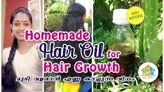 How to prepare homemade hair oil for hair growthHow to apply hair oilMalayalamHomeNotes [upl. by Kenlee]