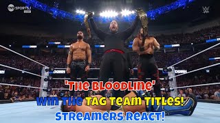 Streamers React The Bloodline wins the Tag Team Titles wwe smackdown jacobfatu [upl. by Musetta617]