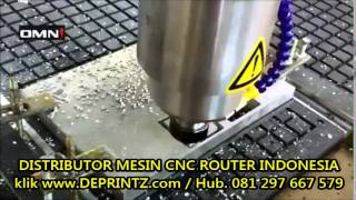 Potong Plat Aluminium 12mm dengan Mesin Potong CNC Router OMNI 1212 DEPRINTZcom [upl. by Rox]