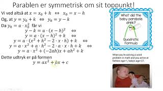 Andengradspolynomiet 2 symmetri og toppunkt [upl. by Fowler396]