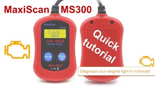 Autel MS300 OBD2 Scanner Code Reader  Quick Tutorial to diagnose and turn off check engine light [upl. by Narej]