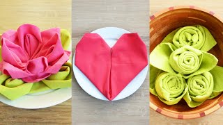 3 Beautiful Napkin Folds for Mothers Day  5 minute tutorial  Episode 18 [upl. by Aurelius]