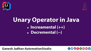 Unary Operators in Java Postfix Incremental Decremental  Ganesh Jadhav [upl. by Cain]