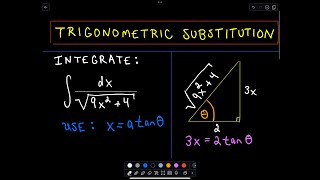 ❖ Trigonometric Substitution  Example 2 ❖ [upl. by Ellirehs]