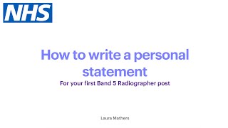 How to write your Personal Statement  B5 Radiographer [upl. by Olnton]