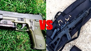 Sig MK25 44quot vs HiPoint 9mm Carbine 16quot  Muzzle Velocity Comparison  Chrono [upl. by Curhan]