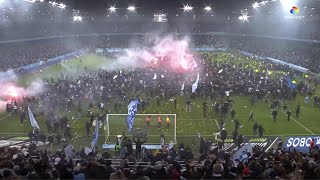 Malmo fans storm pitch and mob players with flares and fireworks after winning league [upl. by Alys]