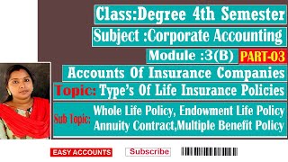 Degree 4th Sem  Corporate Accounting  Module3B  Accounts Of Insurance Companies  Part03 [upl. by Cristie274]