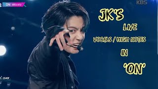 Jungkooks Live VocalsHigh Notes In BTS  ON [upl. by Togram]