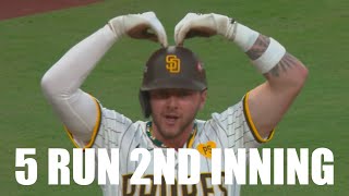 Padres Score 5 Runs with 2 Outs in 2nd Inning of Game 2 vs Braves [upl. by Nref]