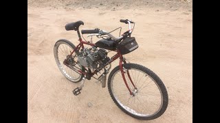 Twin Engine Motorized Bicycle  First Ever StartTest Ride [upl. by Aitsirt]