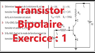 Électronique  Transistor bipolaire  Exercice 1 TransistorBipolaire [upl. by Akihsar]